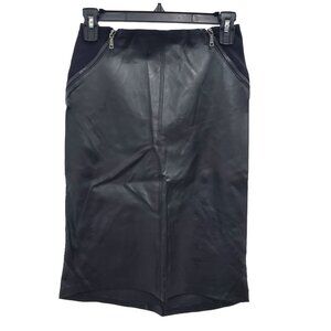 Guess Women's Black Faux Leather Stretch High Waist Zippered Pencil Skirt Size 0